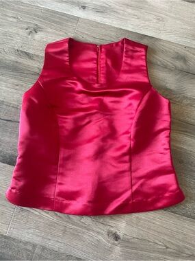 Women's Satin Camisole Tank Top in Fuchsia Red